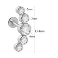 1PC Surgical Steel  Silver Color Labret Flat Base Ear Studs Crystal Cluster Helix Tragus Cartilage Piercing Jewelry 16G