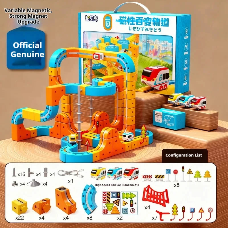 Magic Transforming Magnetic Cube Track Railcar Building Blocks Electric Anti-Gravity High-Speed Train DIY Vehicle Trackt Model