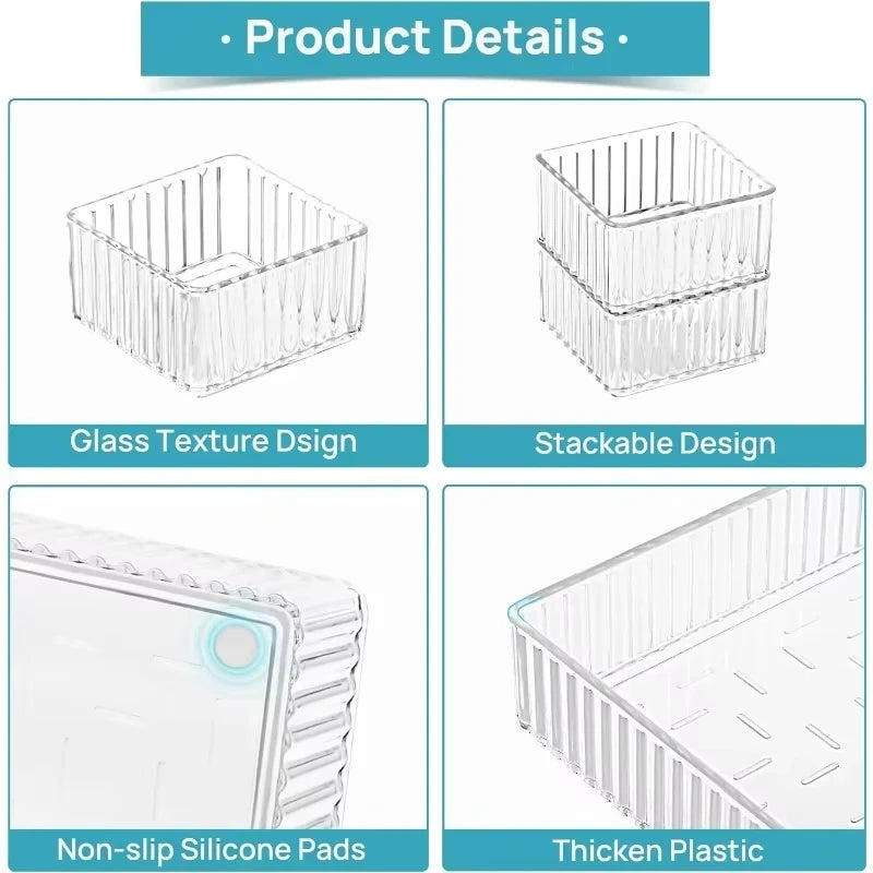 Desk Drawer Organizers Set Plastic Transparent Storage Box Bathroom Storage Makeup Organizer Boxes Clear Storage Box Acrylic Box
