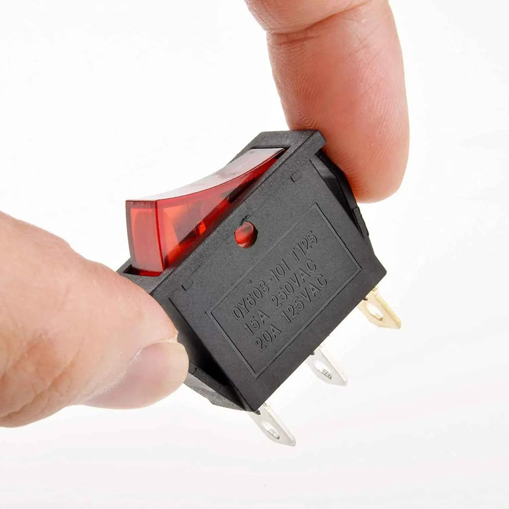 8/24Pcs AC 250V/15A 125V/20A Illuminated LED On/Off SPST 3 Pin 2 Position Mini Boat Rocker Toggle Switch Snap for Househould DIY