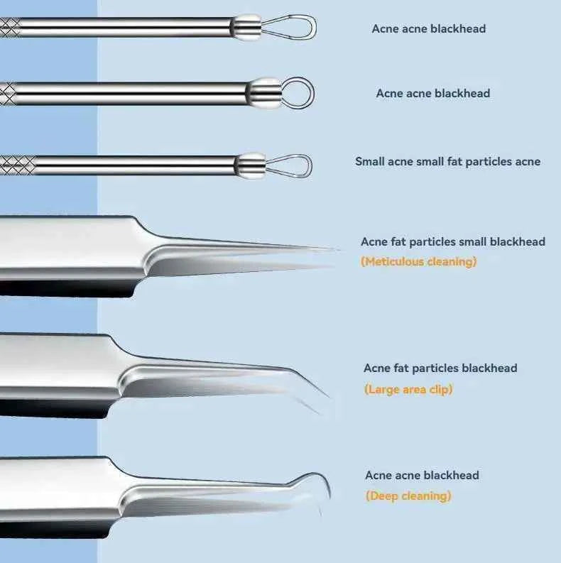 11Pcs Ingrown Hair Tweezers Acne Blackhead Removal Needles Black Dots Cleaner Pore Cleaner Deep Cleansing Face Skin Care Tools