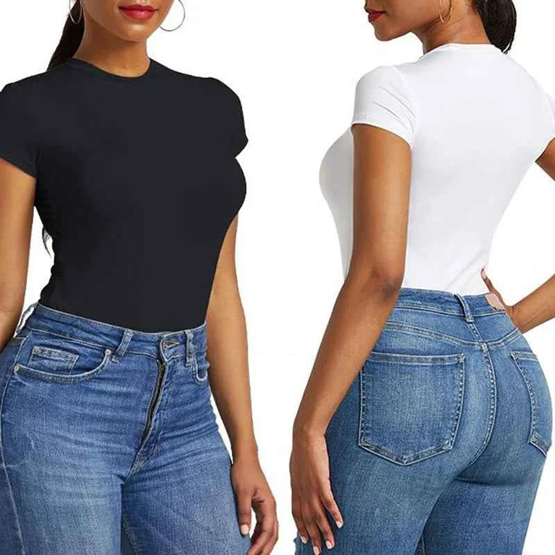 Women's Tops Summer Bodysuit Daily Irregular Breathable Fashion Lady Jumpsuit Top Sexy T-shirts Solid Color Bottom Layer Shirt