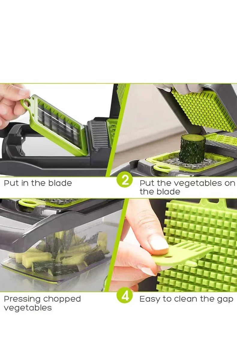 Pro-Series 16-in-1 Vegetable Chopper, Dewpeton Mandoline Slicer, Veggie Chopper, Food Chopper with Container, Vegetable Cutter