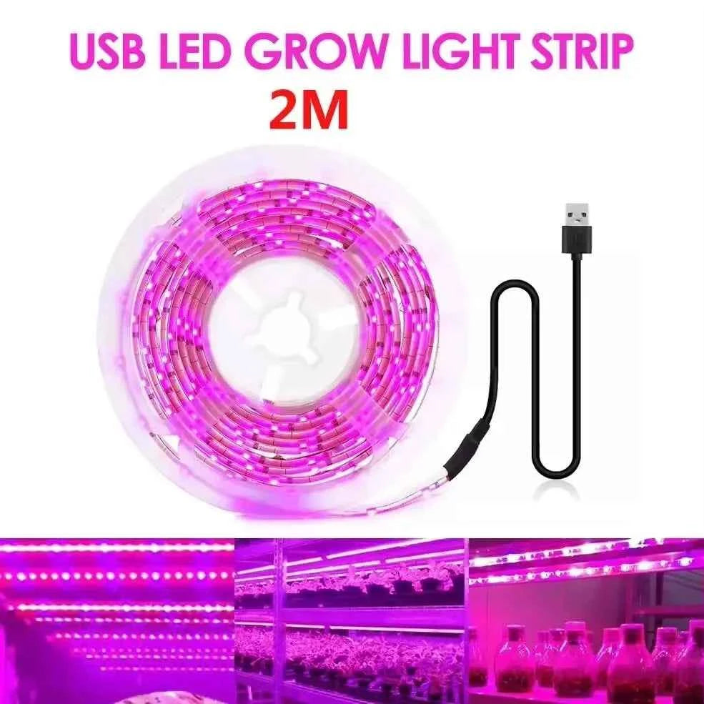 DC 5V USB Led Plant Grow Lights,1m 2m 3m Full Spectrum Phyto Lamp Strip for Plants Hydroponics Greenhouse Growing System .