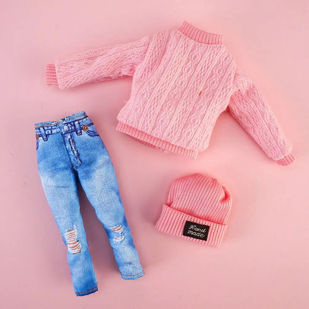 Doll Casual Clothes Hats Winter Wear Sweaters Pants Handmade Girl Doll Wearing Set For 1/6 Doll Clothes Accessories DIY Gift