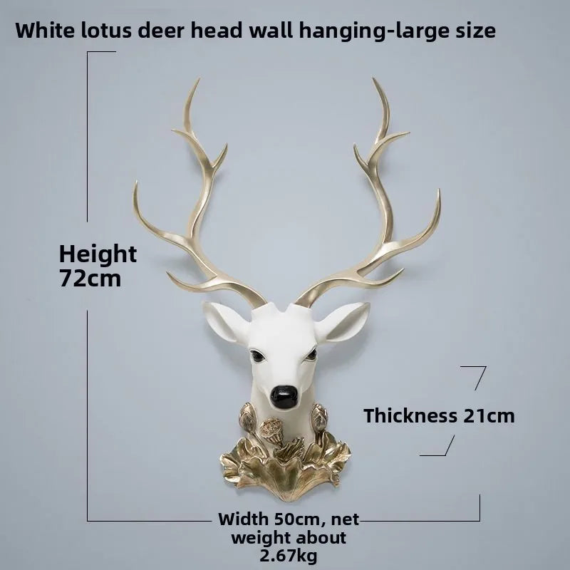 Resin decorative items, American-style living room TV background wall decorations, wealth-attracting deer head wall hangers