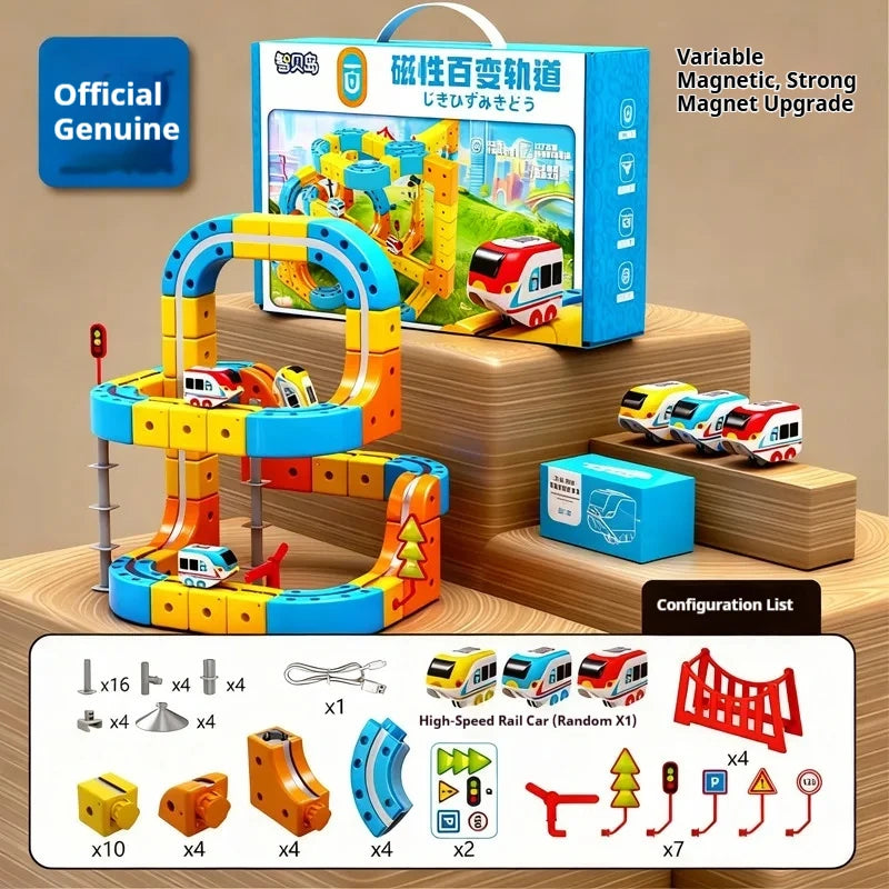 Magic Transforming Magnetic Cube Track Railcar Building Blocks Electric Anti-Gravity High-Speed Train DIY Vehicle Trackt Model