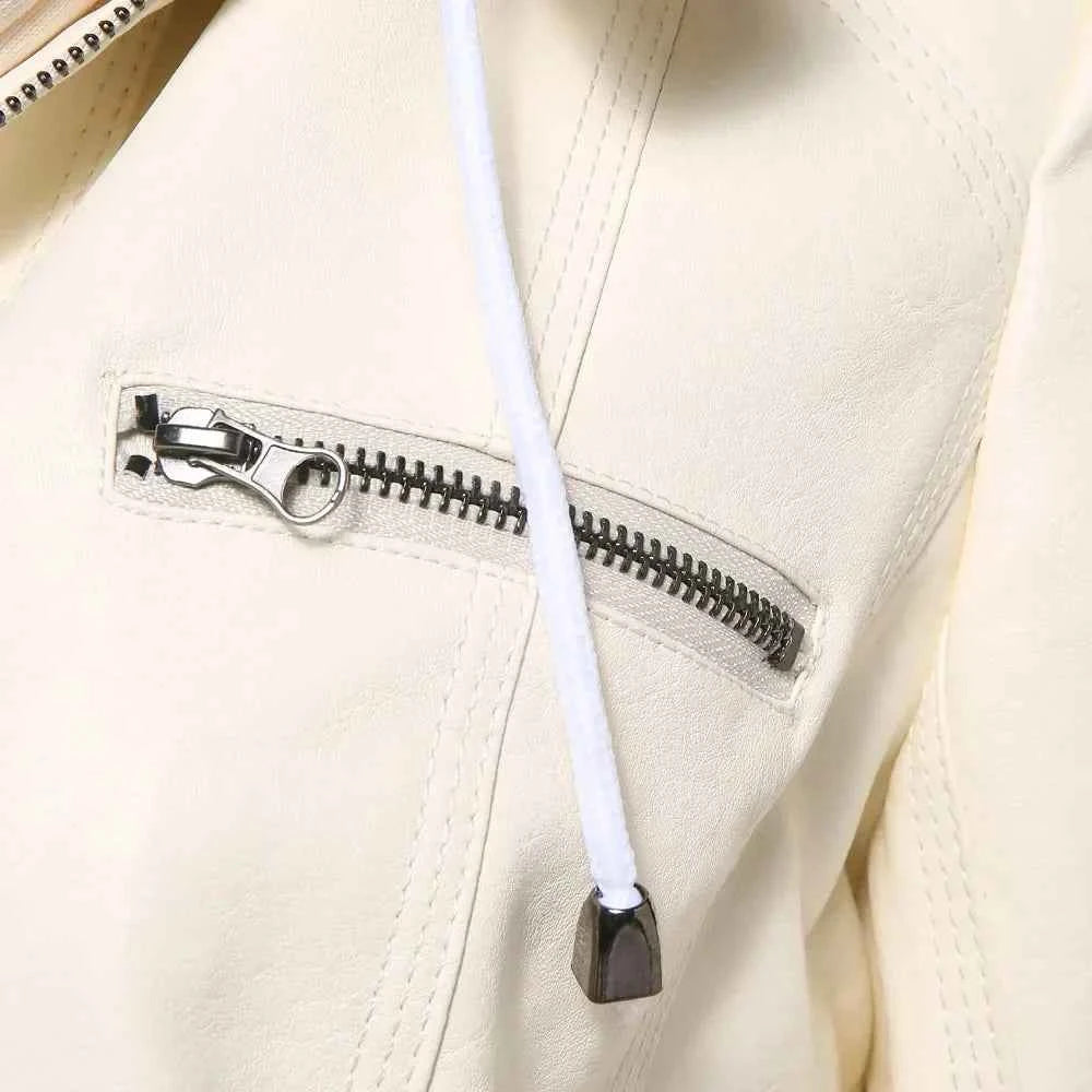 Gothic Faux Leather Jacket Women Coat 2025 Hoodies Winter Autumn Motorcycle Jacket Black Outerwear Leather PU Basic Jacket Coat