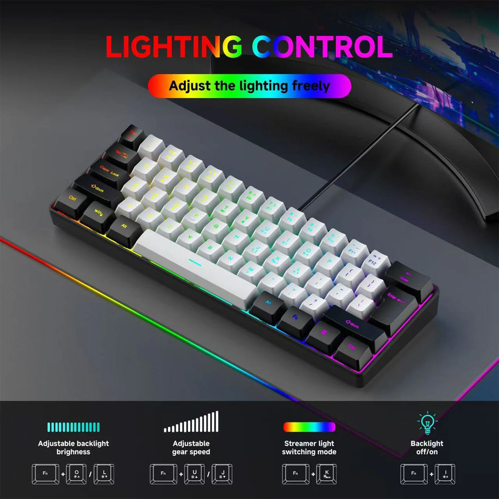 2026 new Mini 60% Compact Wired Keyboard 61 Keys RGB Backlight Membrane Keyboard For Windows PC Office laptop Computer