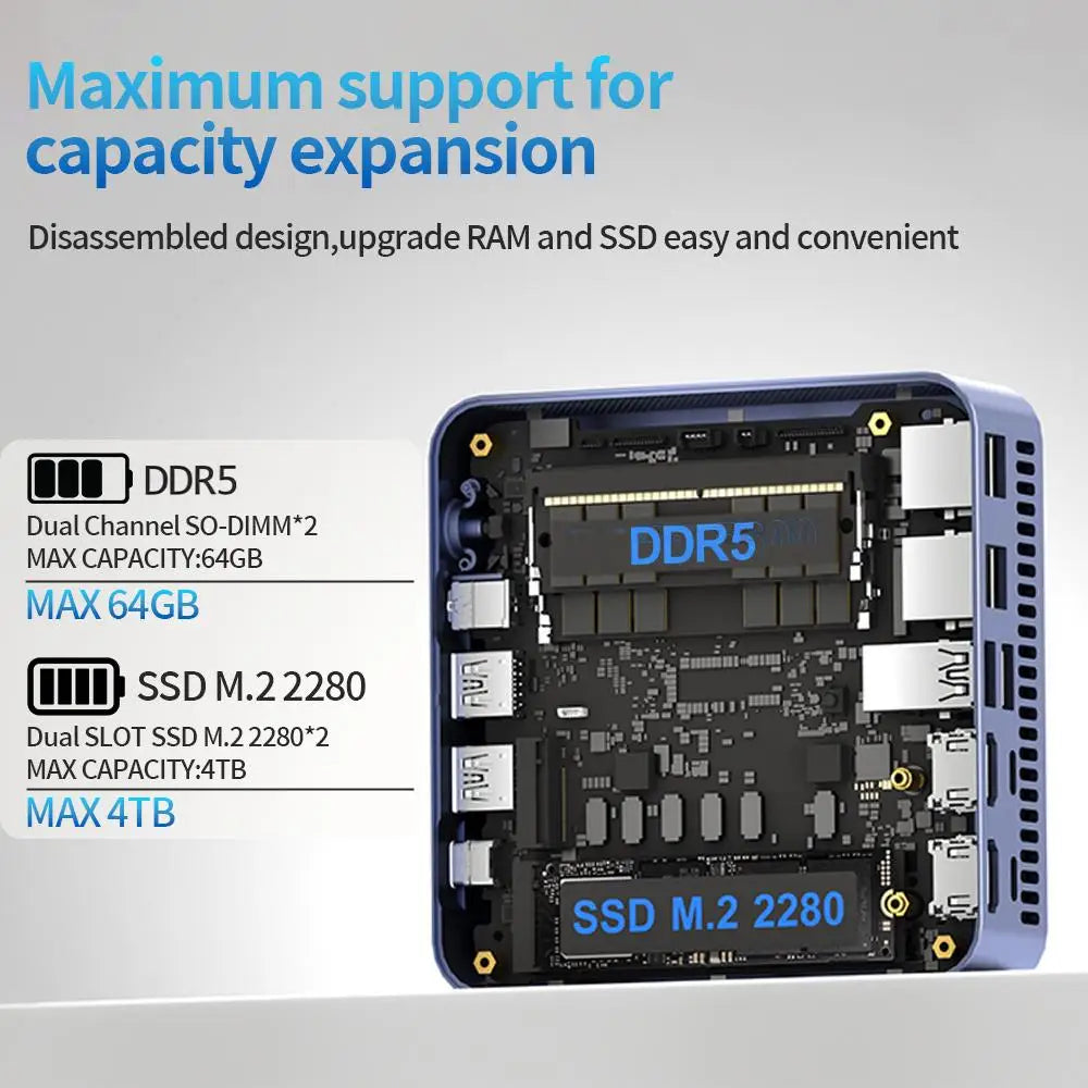 Mini PC Computer i5-1340P WIFI6 BT5.2 Mini Gaming PC 2.5G LAN USB4.0 32GB DDR5 4800MHz PCIe SSD Mini Desktop Computer/ OpenClaw