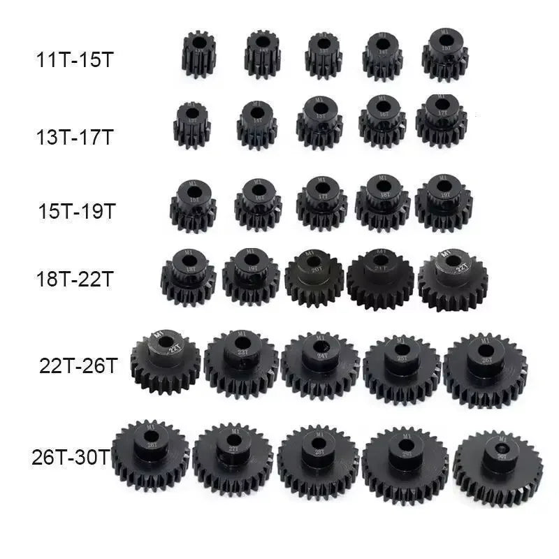 1/5PCS Metal Steel M1 Pinion Gear Sets 21T 22T 23T 24T 25T 5mm Shaft Motor Gears with Hex Key for 1/10 RC Brushless Brush Motor