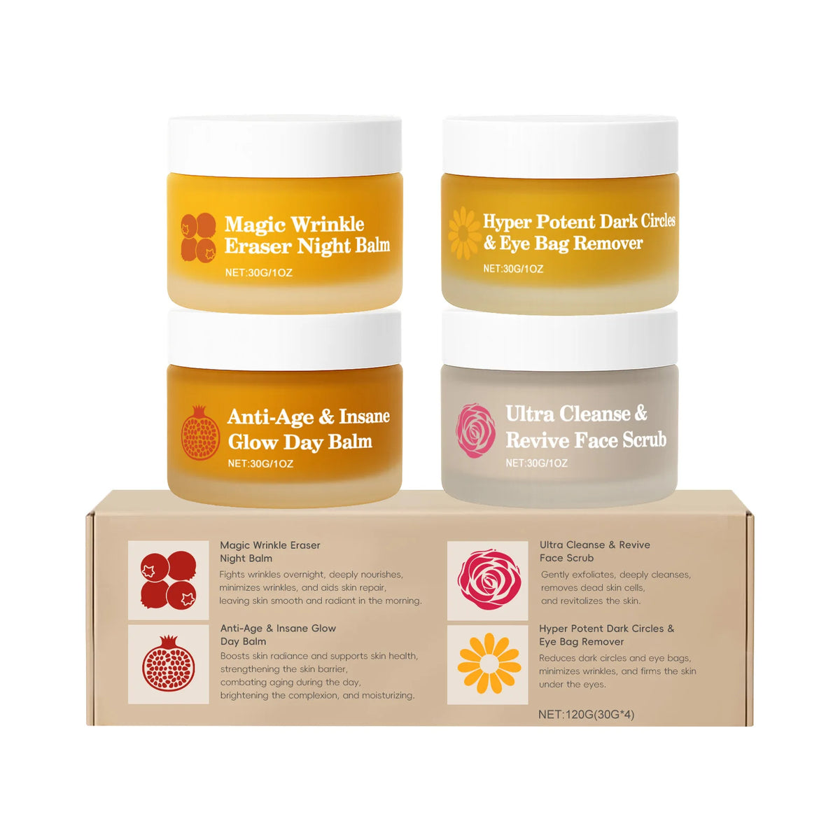 1set Color Complete Hydrating Skincare Set – Day, Night, Eye & Scrub