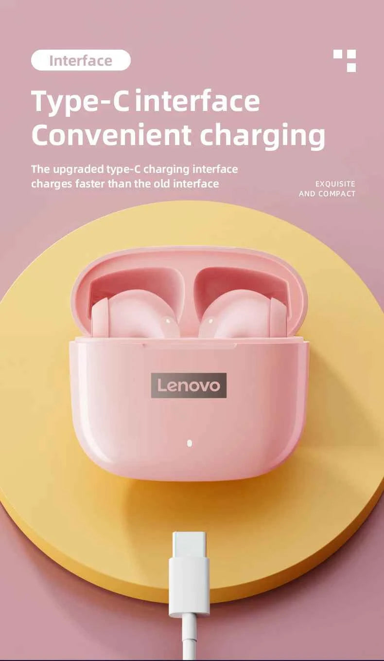 New Lenovo LP40 Pro Bluetooth V5.3 Earphones Punchy Bass Sound Headset Full Compatible Low Latency Game Sports Music Headphones