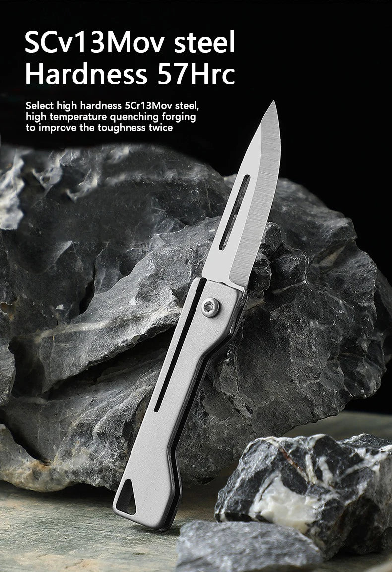 Titanium alloy outdoor utility knife mini folding knife portable pocket knife for express delivery box opening tool
