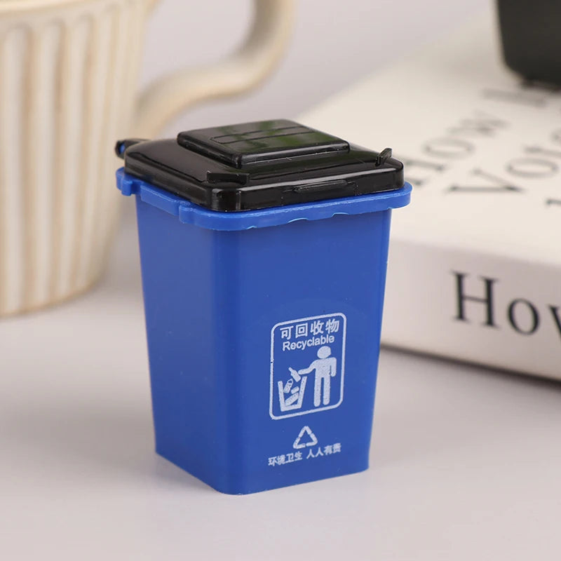 1:12 Dollhouse Furniture Toy Mini Trash Can Toy Garbage Truck Cans Curbside Vehicle Garbage Separation Bin Toys Kid Gift