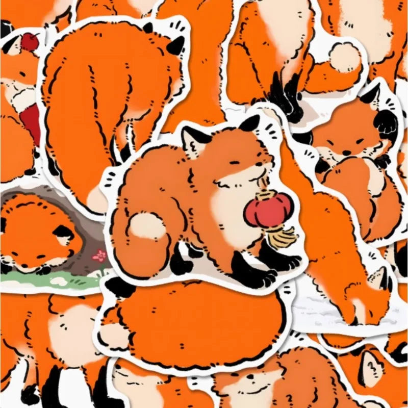 10/80Pcs Cartoon Fox Firefox Stickers Art Animal DIY Gift Toys Decal for Laptop Scrapbook Decorative Phone Luggage Waterproof