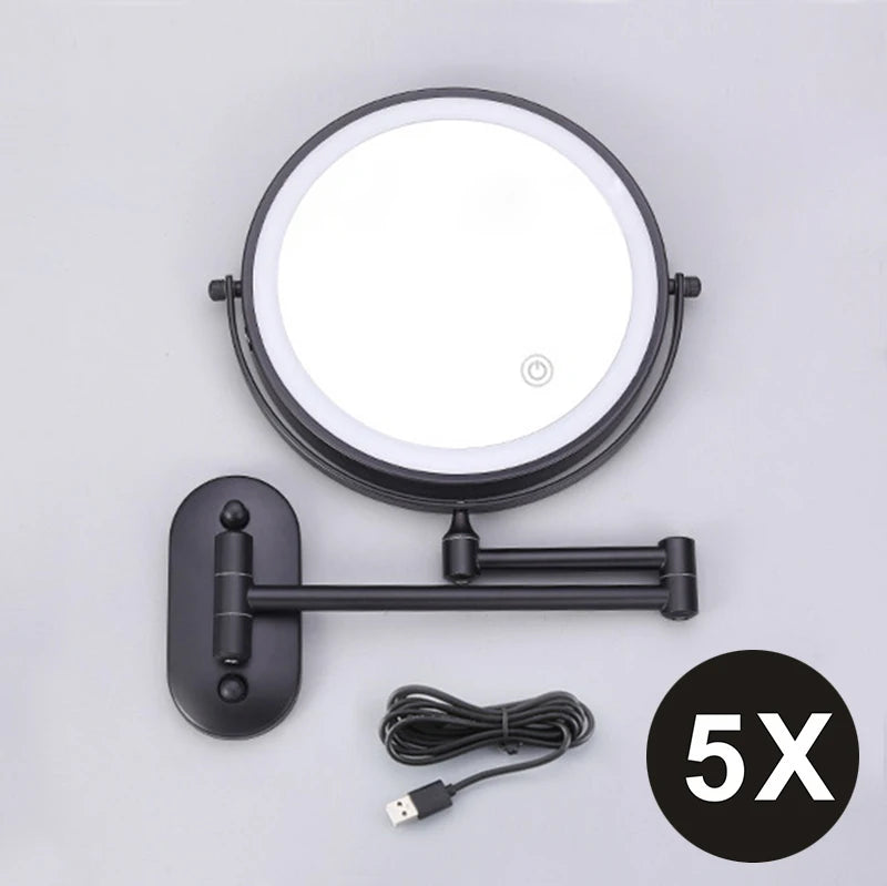 8 Inch Makeup Mirror Gold 3x/5x/7x/10x Magnifying Double Side USB Charging Bathroom 3 Color Light Cosmetic Mirrors