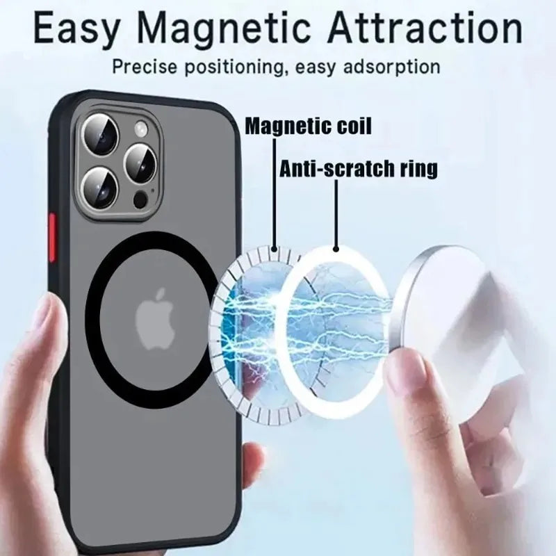 Luxury Armor Matte For Magsafe Magnetic Wireless Charging Case For iPhone 17 16 15 14 13 12 11Pro Max Mini Plus Shockproof Cover