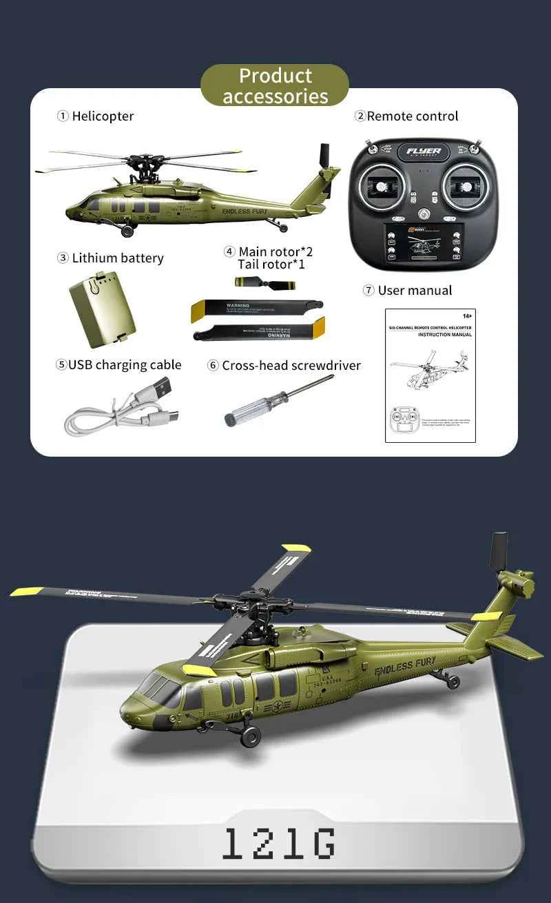 JJRC U9901 RC Helicopter 6CH Brushless Inverted Flight Stunt Remote-Control Helicopter with 6axis Gyro Airplane Model Toy Gift