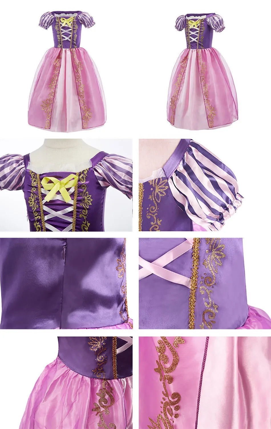 Girl Princess Cinderella Dress Elsa Anna Mermaid Jasmine Belle Snow White Costume Girls Birthday Party Halloween Dress 2-10 Year