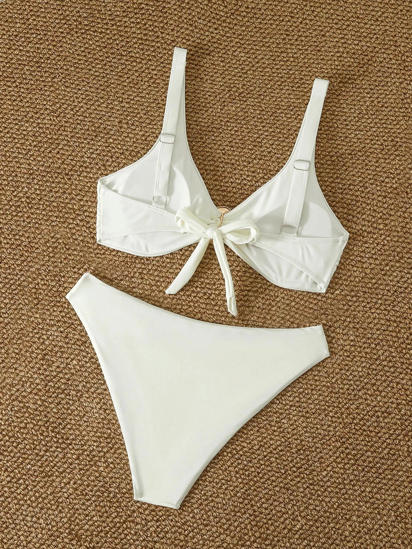Sexy White Bikini Set 2026 Women Metal Buckle Pleate Push Up Bra Thong Swimwear Summer Bathing Suit Holiday Swimsuit Biquini