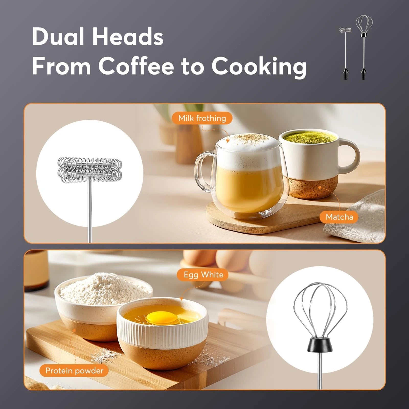 Milk Frother Wand Coffee Frother Handheld Foam Maker For Latte Rechargeable Electric Milk Frother Handheld Drink Mixer Gift Idea