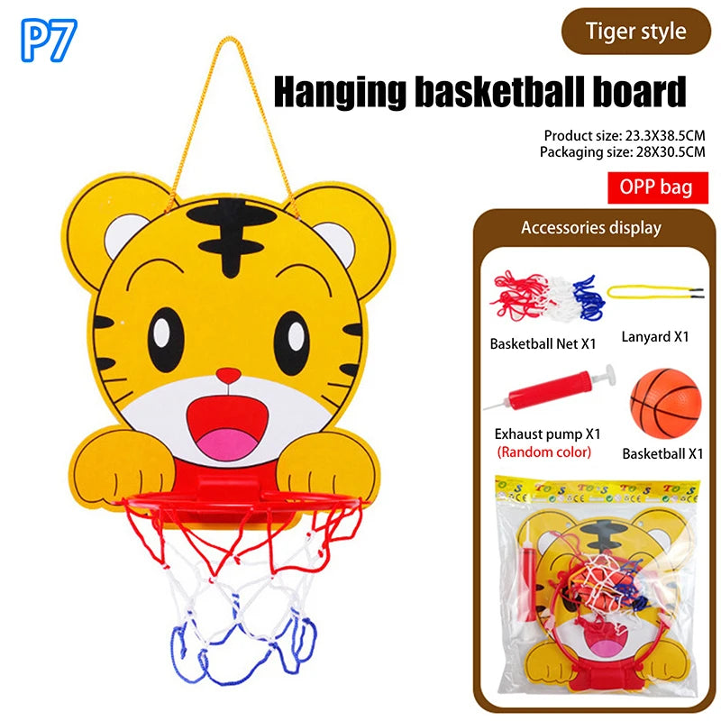 Kids Adjustable Basketball Stands Cartoon Animals Shape Shooting Basket Indoor Outdoor Sport Board Game Children Toys