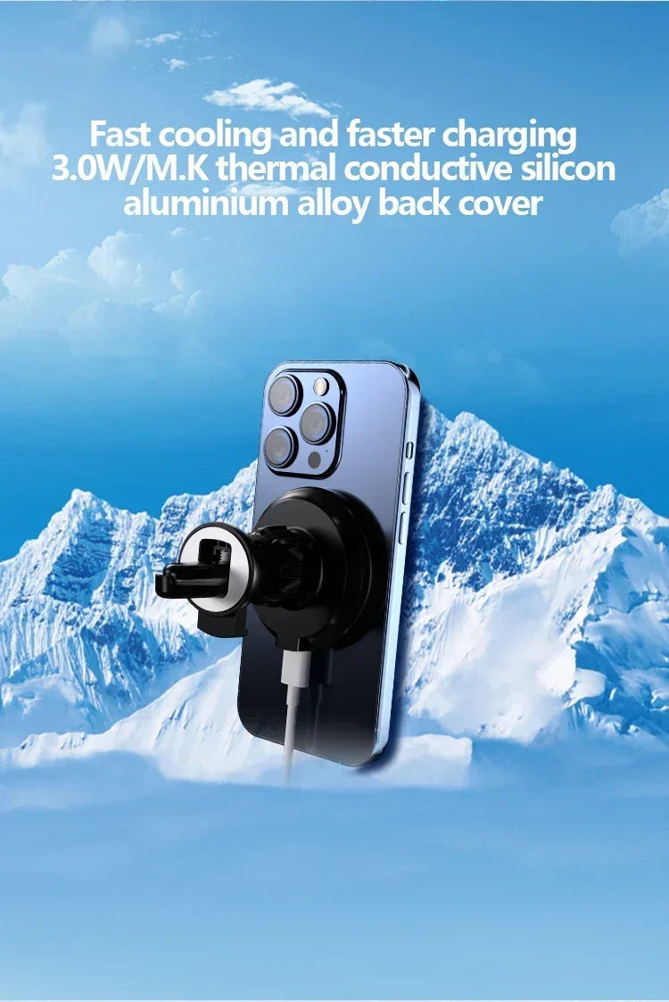 30W Magnetic Car Mobile Phone Holder Stand Wireless Charger For iPhone 15 14 13 12 Pro Max Mini Air Vent Fast Car Charging Stand