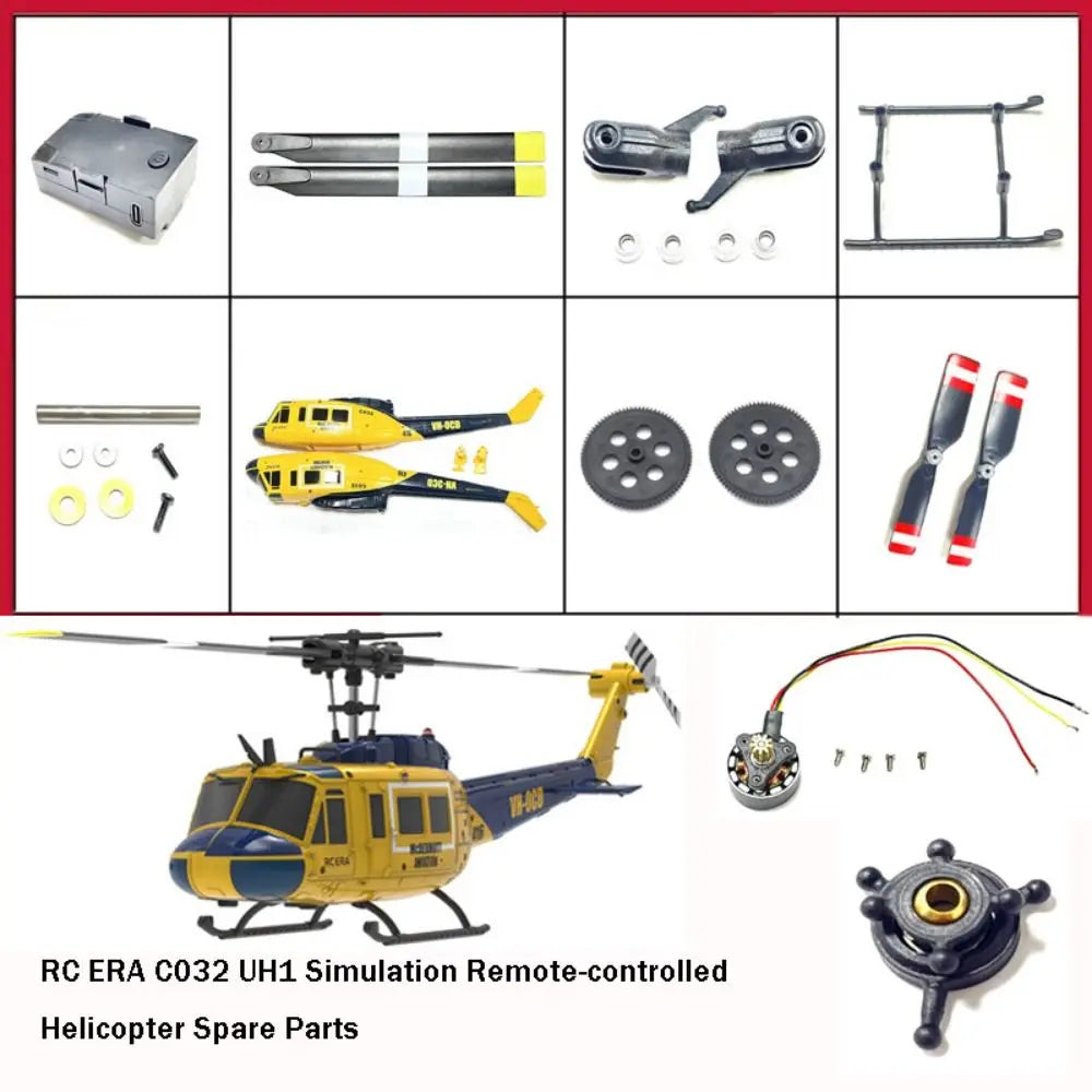 RC ERA RC Helicopter Spare Parts C032 UH1 Simulation Main Blade Landing Gear Motor Battery Horizontal Axis