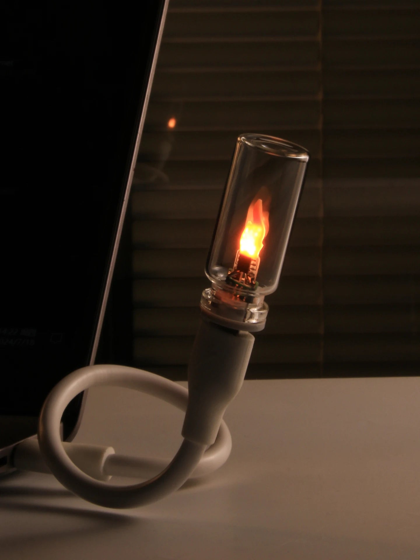 USB Flame Flickering LED Frosted Clear Glass Candle Night Light Simulated Flame for Car Home Room Laptop PC Festival Decoration