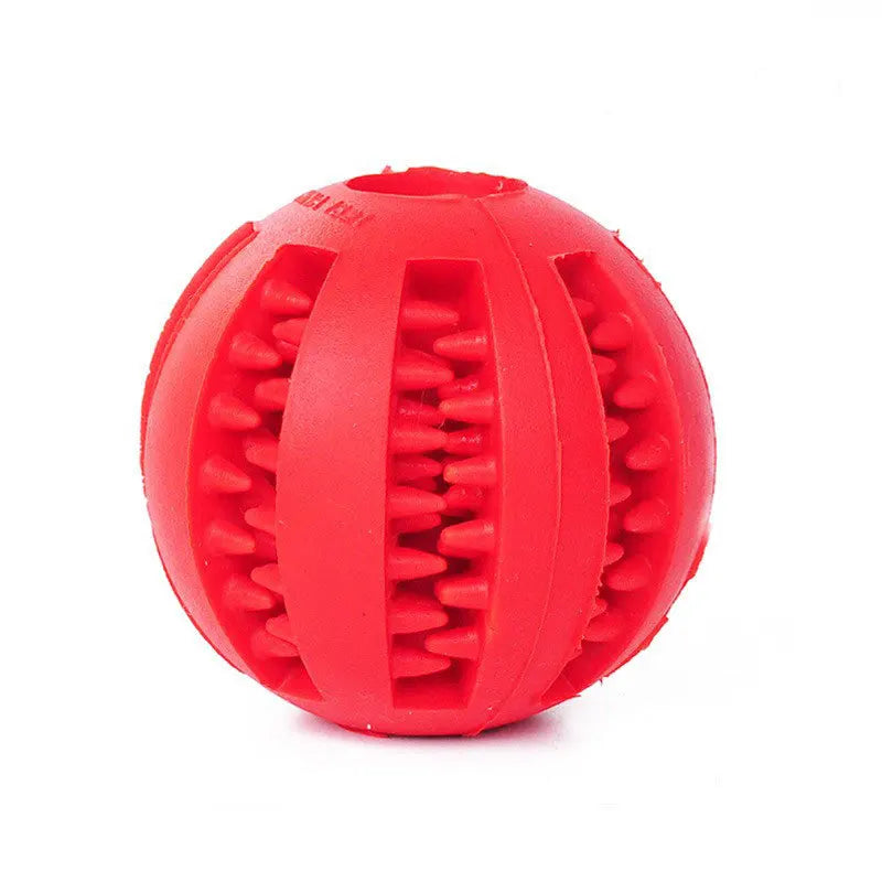 red Color Rubber Dog Treat Ball Toy – Nontoxic Chew & Teeth Cleaner