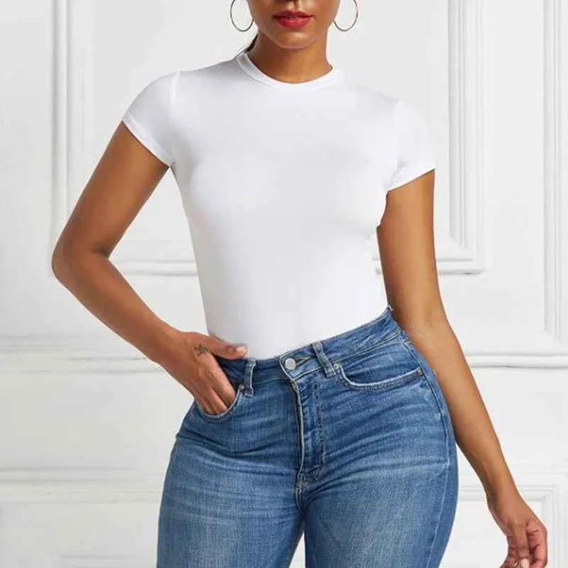 Women's Tops Summer Bodysuit Daily Irregular Breathable Fashion Lady Jumpsuit Top Sexy T-shirts Solid Color Bottom Layer Shirt