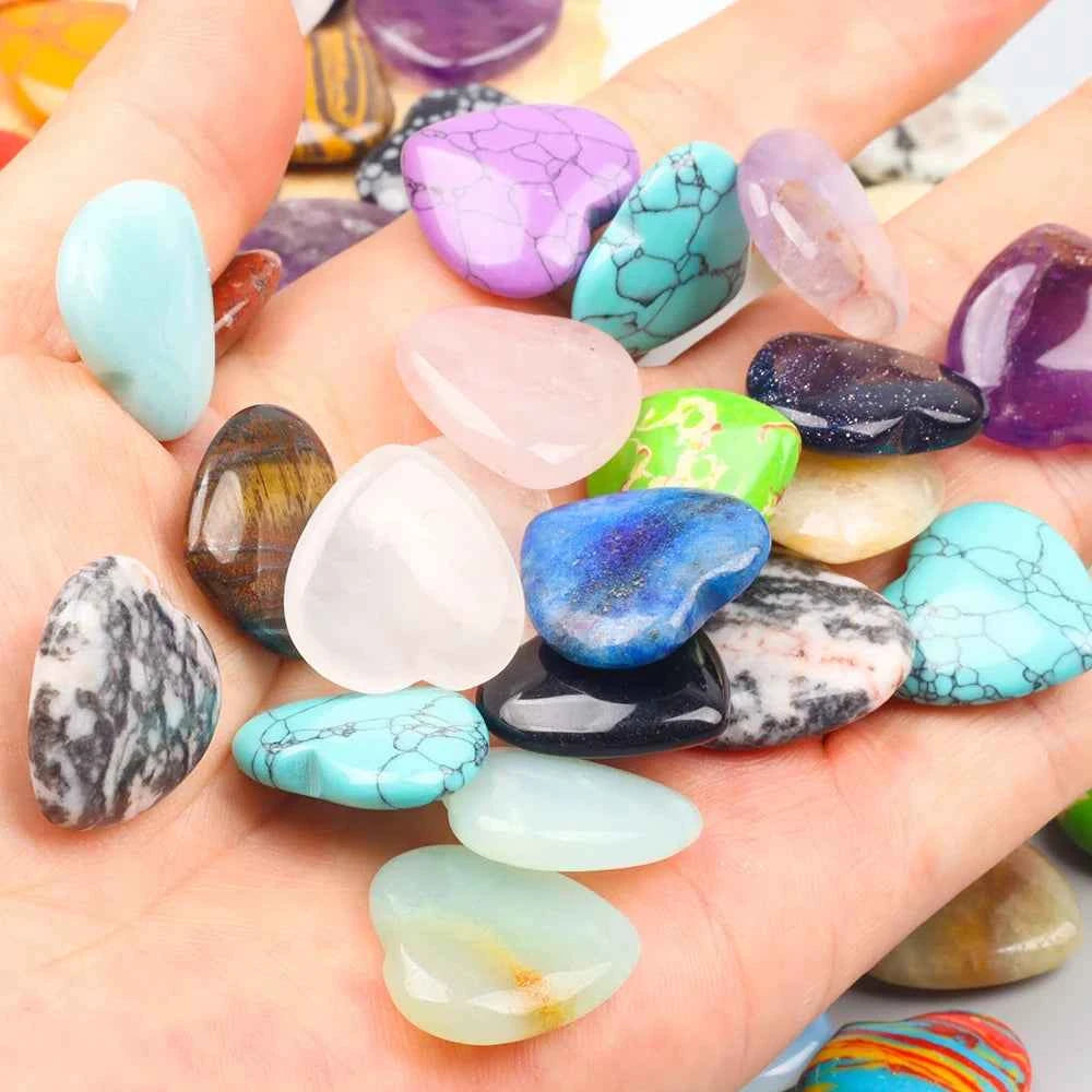 10/20/30PCS 20MM Heart Shape Stone Crystal Amethyst Love Healing Stones Irregular Mineral Gravel Specimen for Home Garden Decor