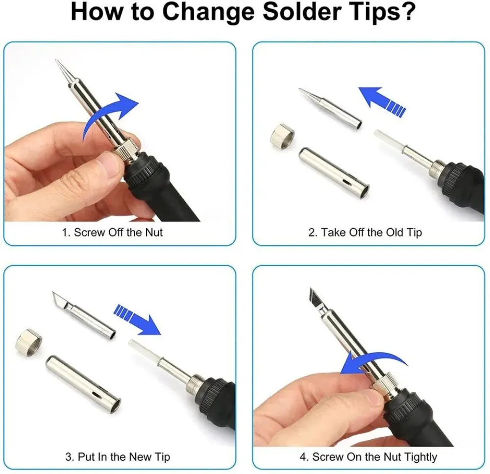 7-piece Set Of Adjustable Temperature Electric Soldering Iron 220V 60W Electric Soldering Iron Set Welding Solder Repair Tool