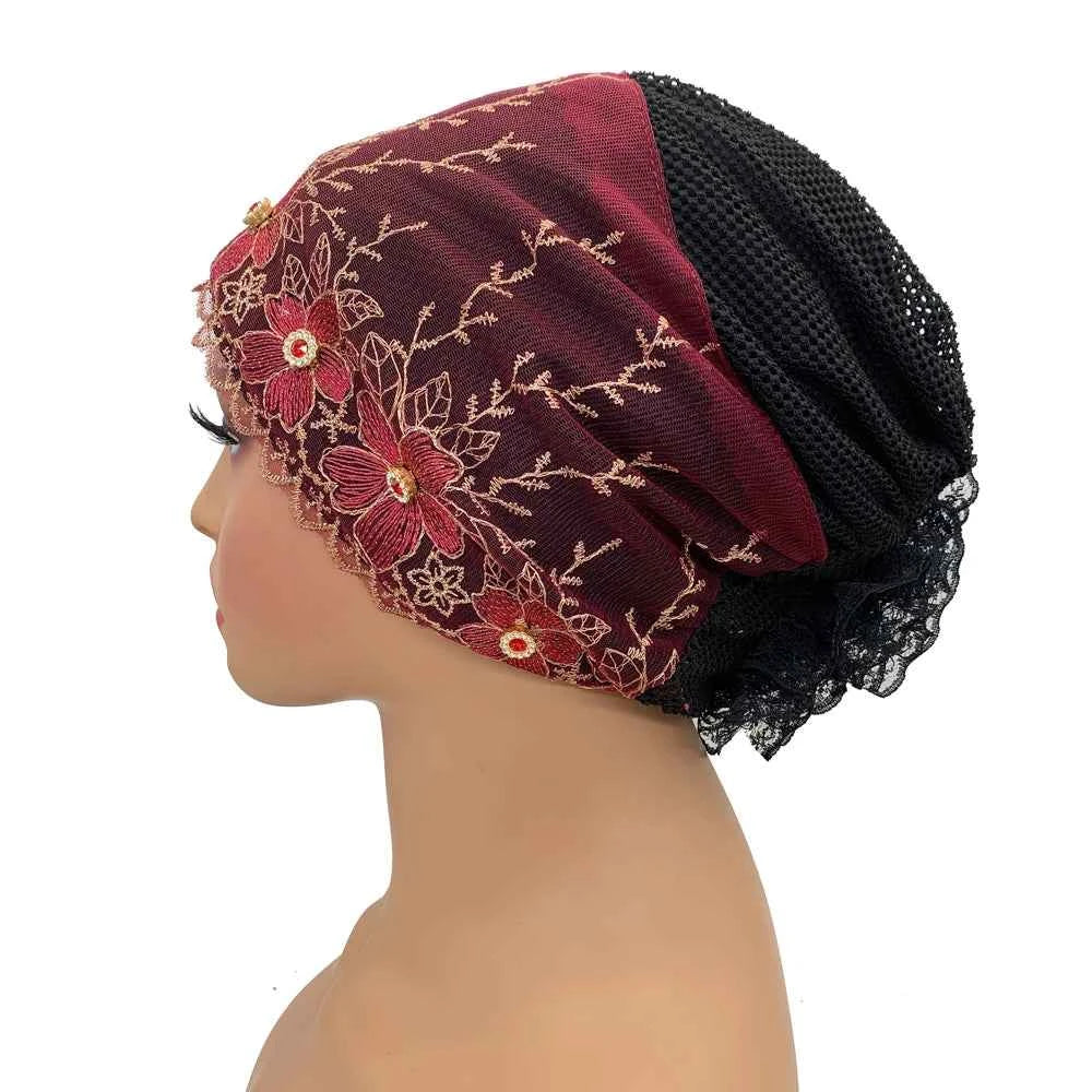 Rhinestone Embroidery Women Head Turban Muslim Female Hat Cancer Chemo Cap African Head Wraps Bonnet