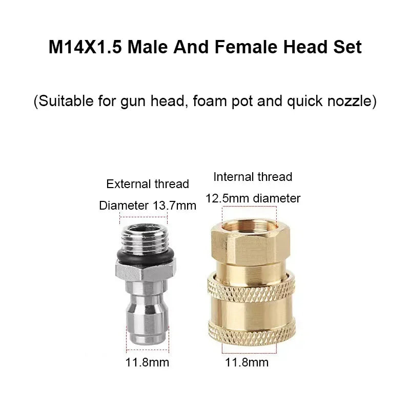High Pressure Washer 1/4 Quick Connector Water Gun Nozzle Union Quick Plug Foam Kettle Changeover Quick Connect Accessories