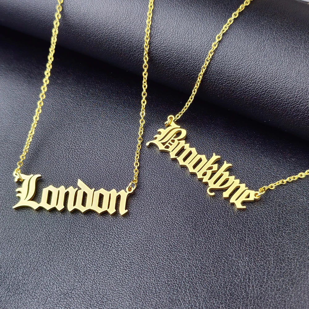 Customized Name Necklaces Personalised for Women Stainless Steel Personalized Necklace Letter Heart Butterfly Pendant Jewelry