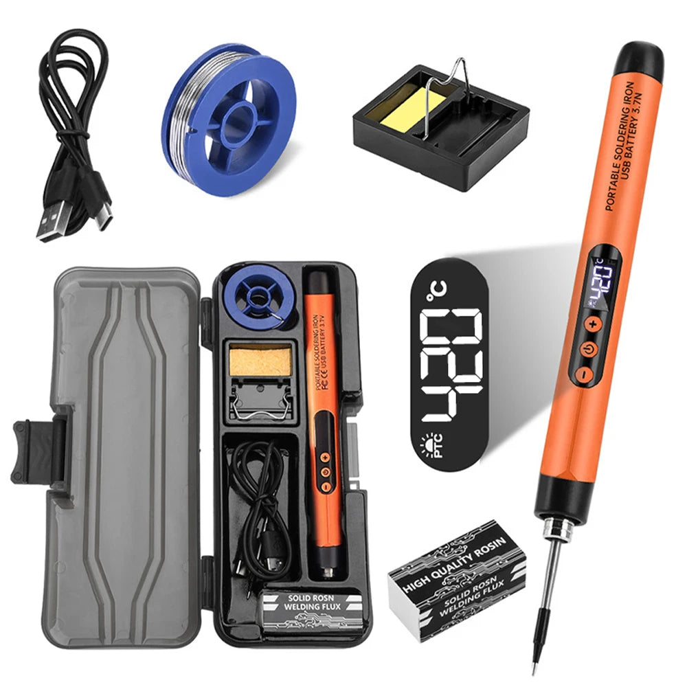 USB Soldering Iron Set Wireless Charging Electric Soldering Iron Type-C Interface Adjustable Temperature Welding Repair Tools