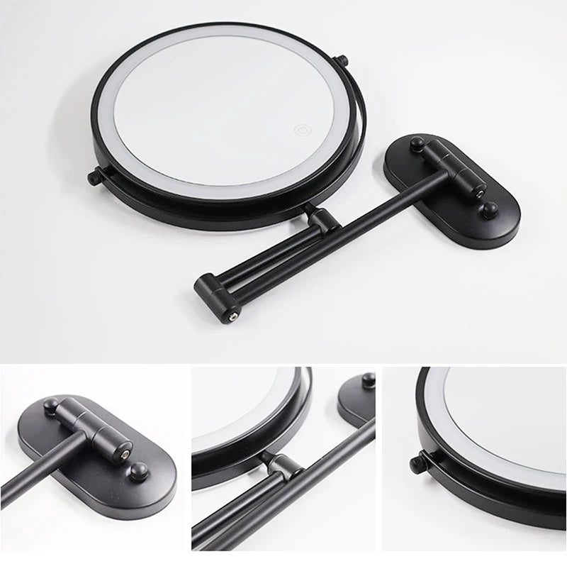 8 Inch Makeup Mirror Gold 3x/5x/7x/10x Magnifying Double Side USB Charging Bathroom 3 Color Light Cosmetic Mirrors