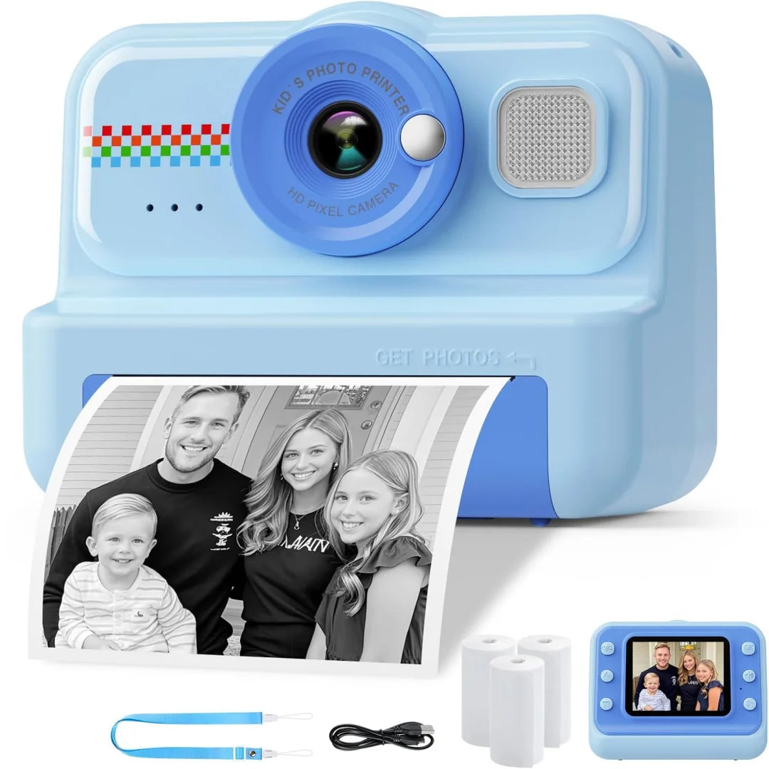 Kids Camera Instant Print, 1080P HD Instant Print Camera for Kids with 3 Rolls Print Paper, Selfie Digital Camera for Kid
