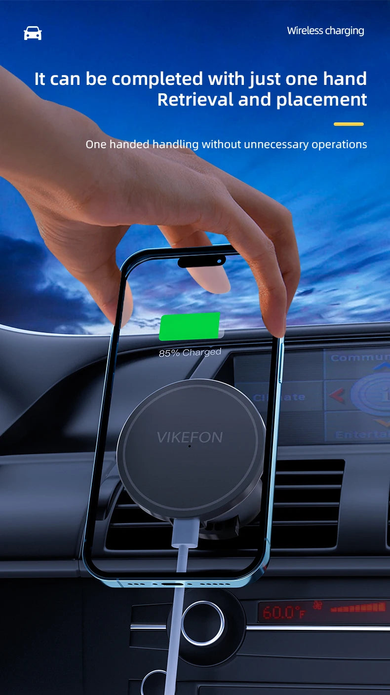 30W Magnetic Car Mobile Phone Holder Stand Wireless Charger For iPhone 15 14 13 12 Pro Max Mini Air Vent Fast Car Charging Stand