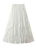 KarSaNy Long Pleated Skirts For Woman High Waist Large Hem White Skirt Summer Women's A Line Maxi Skirts For Women 2026 Long
