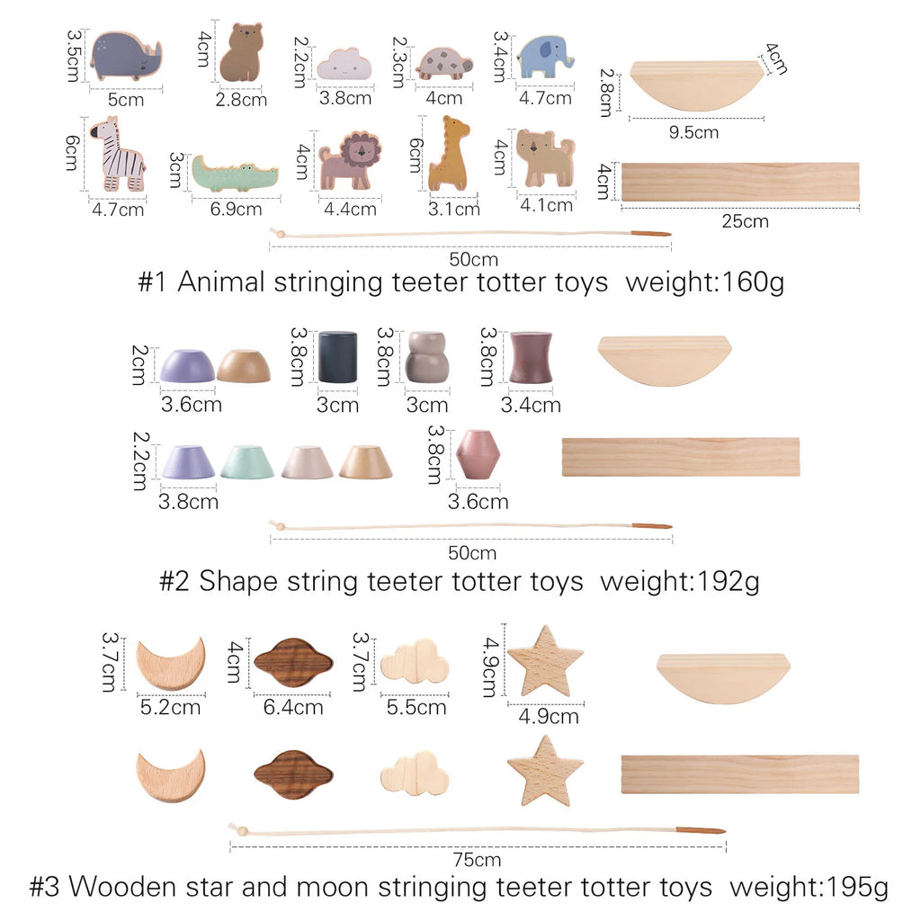 Baby Threading Toy Outer Space Wooden Seesaw Toy Blocks Board Games Montessori Hands-on Ability Educational Children Blocks Gift