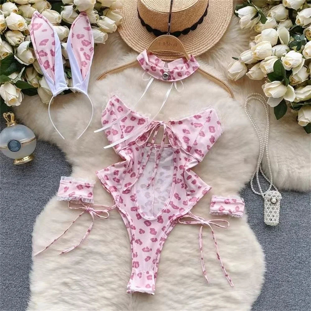 Women's V-neck Sexy Elegant Lace Camisole Jumpsuit Hollowed Transparent Tight Fitting Pajama Adjustable Shoulder Straps Hotsweet