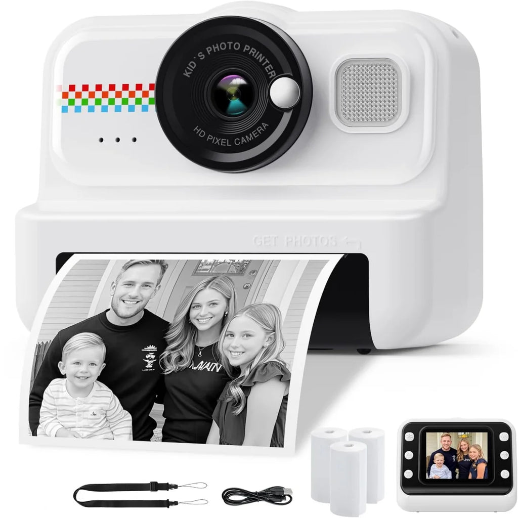 Kids Camera Instant Print, 1080P HD Instant Print Camera for Kids with 3 Rolls Print Paper, Selfie Digital Camera for Kid
