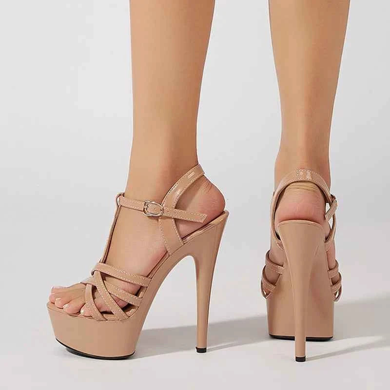 Liyke Fashion Buckle Strap Women Platform High Heels Sandals Sexy Peep Toe Party Nightclub Stripper Pole Dance Shoes Stilettos