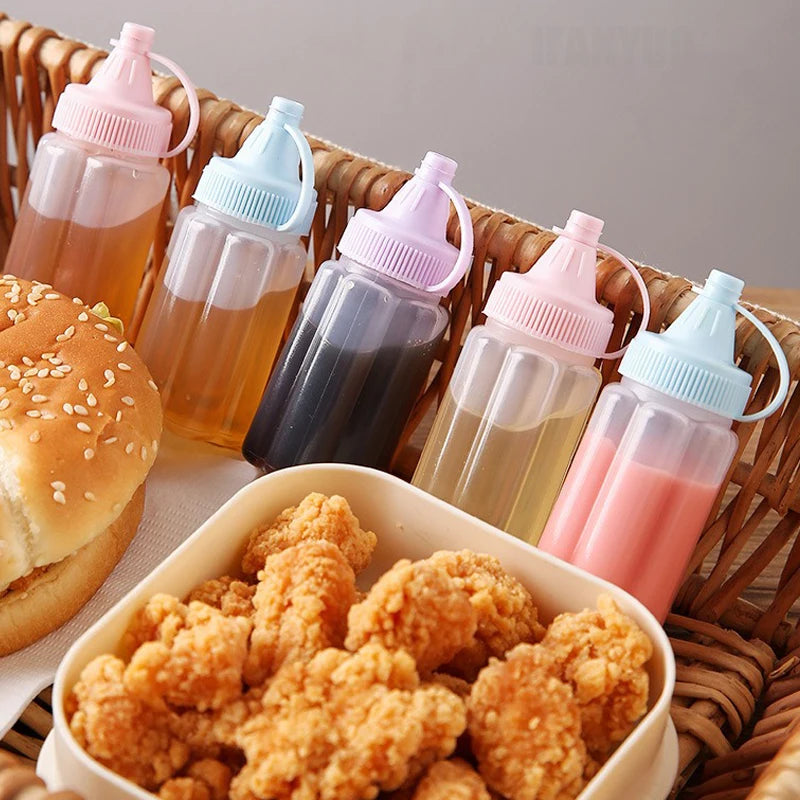 4Pcs Mini Sauce Bottles Condiment Dispenser Ketchup Bottle Mustard Salad Dressing Sauce Bento Container Kitchen Accessories
