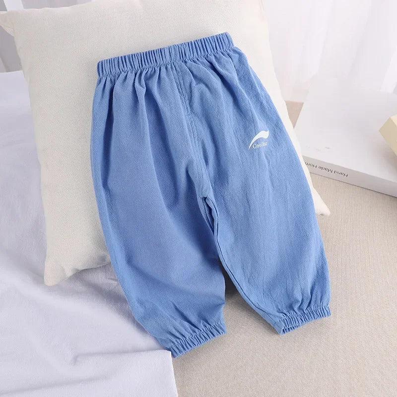 2024 New Children's Pants Summer Baby Boys and Girls Trousers Cotton and Linen Pants
