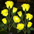 Solar Led Lights Outdoor Decorative 5 Heads Solar Garden Lights Waterproof Rose Flower Lawn Lamp for Yard Patio Garden Decor