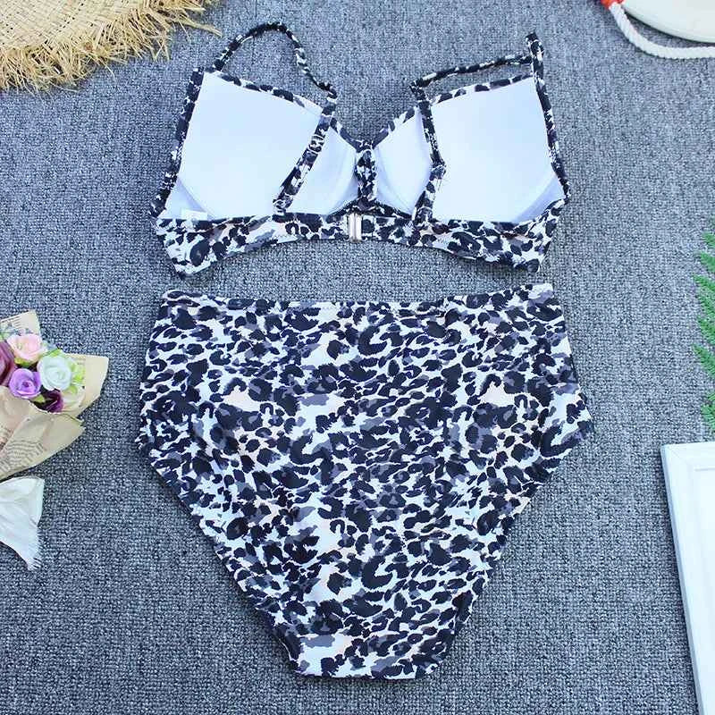 Vintage Bikini Set Push Up Biquini 2025 Two Piece Swimwear Women's Swimsuit Plus Size Brazilian Bathing Suit Leopard Beachwear